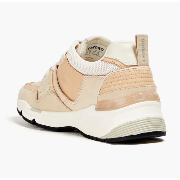 NEW in box Sandro Camel Mesh Nubuck + Leather Sneakers 37 / 6.5 - Picture 2 of 9